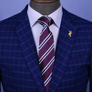 Purple & Blue & white Business Striped 3 Inch Tie Mens Professional Fashion