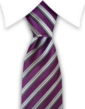 Purple & Silver Striped Tie