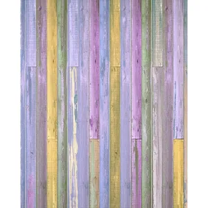 Purple & Yellow Wood Planks Printed Backdrop