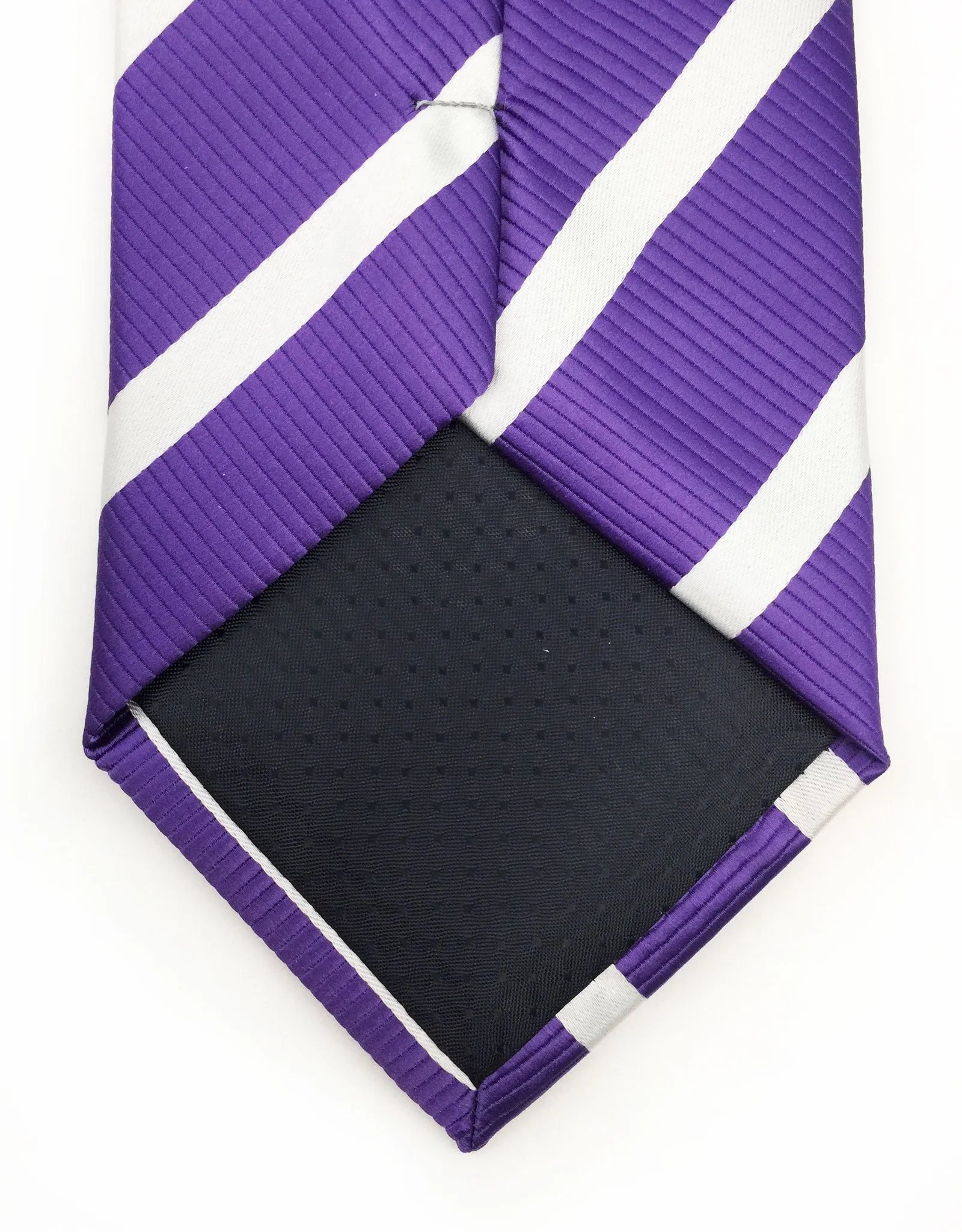 Purple and White Striped Necktie