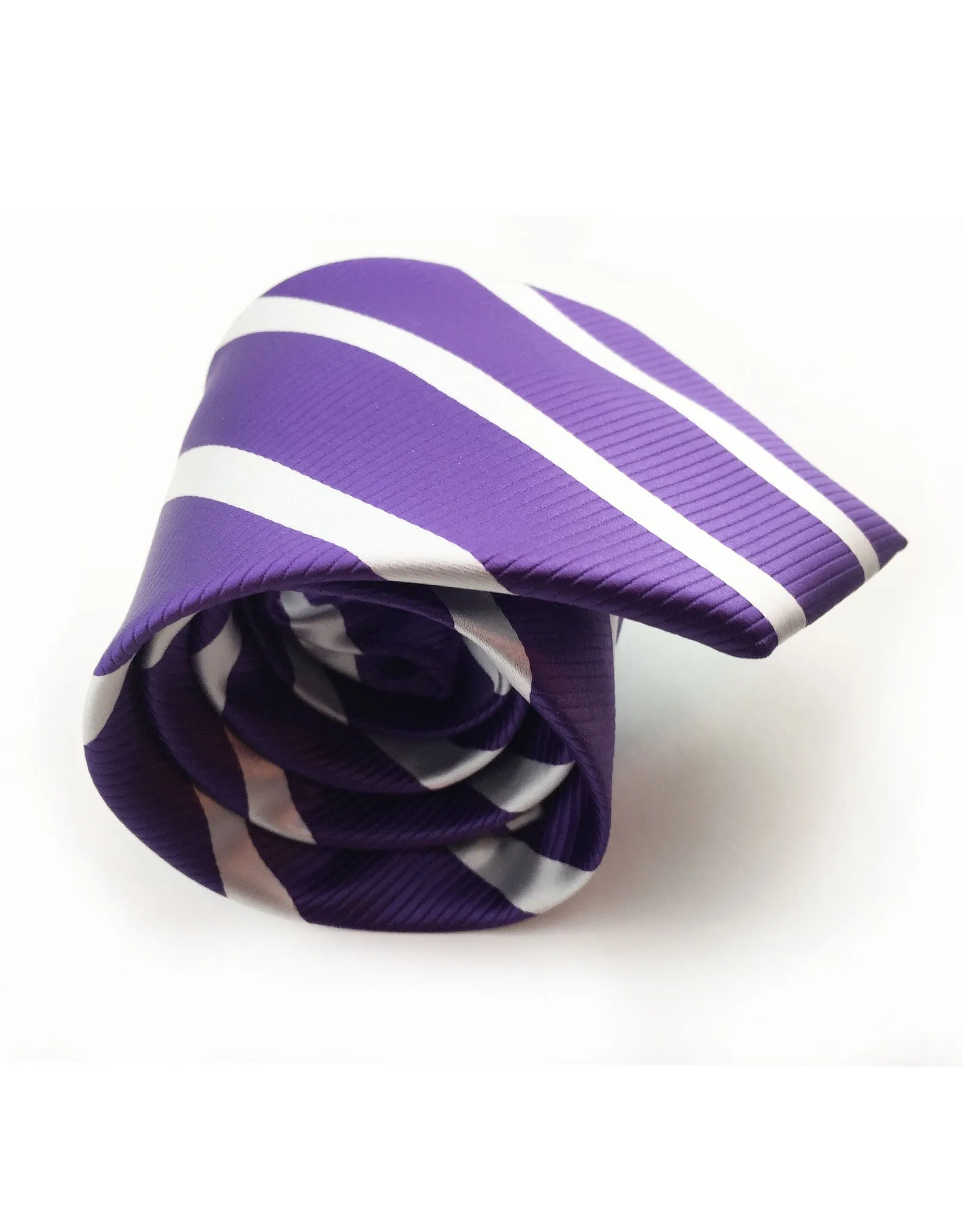 Purple and White Striped Necktie