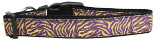 Purple And Yellow Tiger Stripes Nylon Dog Collar Xs