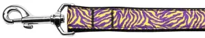 Purple And Yellow Tiger Stripes Nylon Dog Leash 3-8 Inch Wide 4ft Long