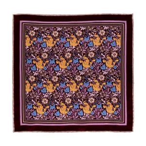 Purple Brown and Yellow Compton William Morris Duchesse Silk Pocket Square