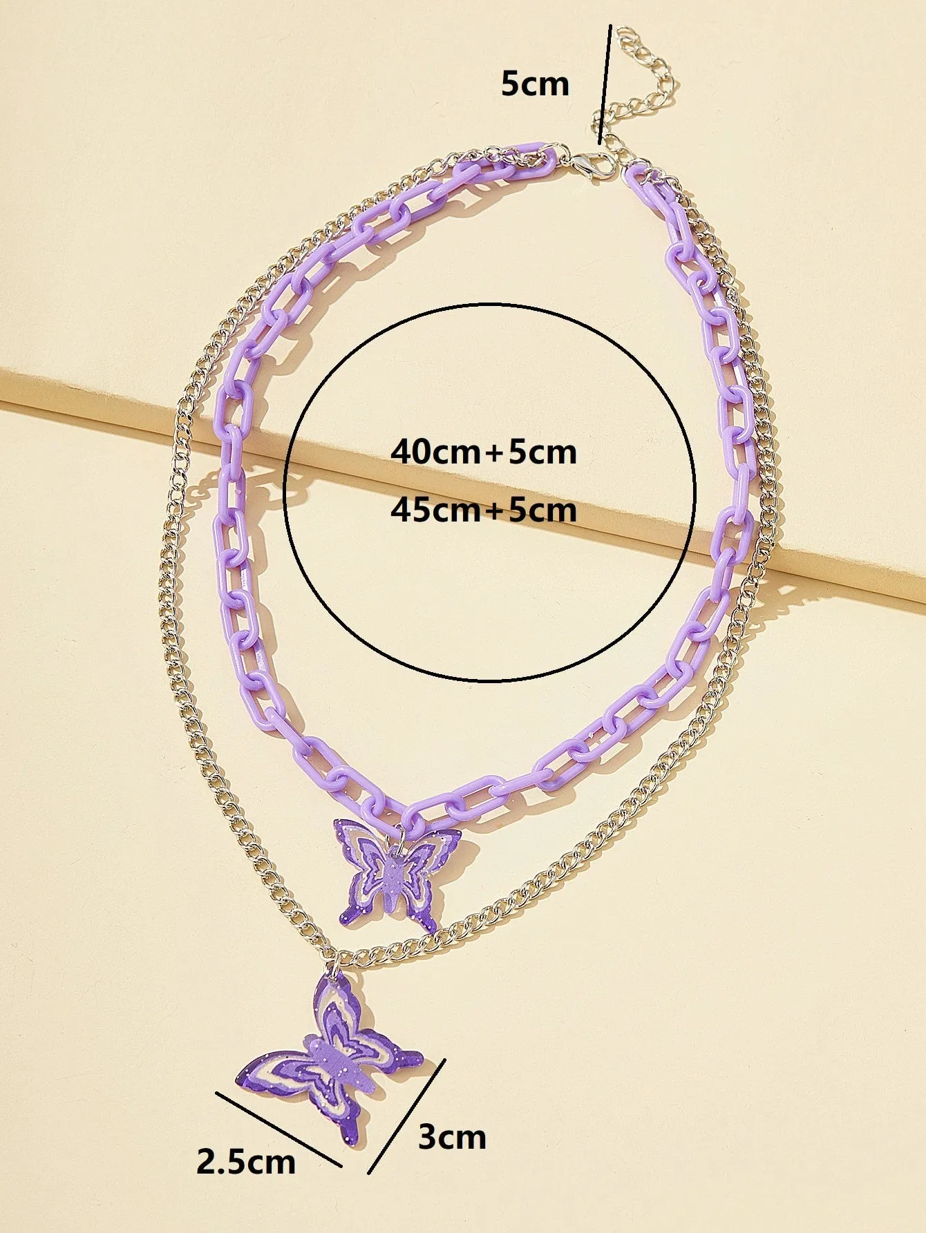 Purple Butterfly Decor Layered Necklace for Women Jewelry for Women Gift for Her