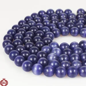 Purple Cats Eye Beads Smooth Round