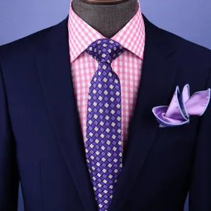 Purple Check 3" Italian Necktie Business Formal Elegance For Smart Men's Ego