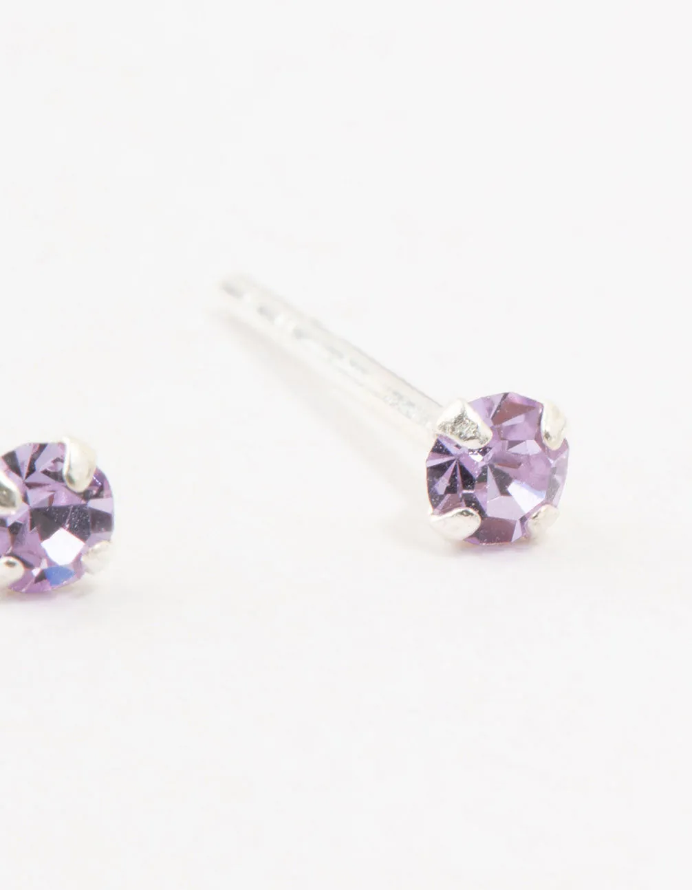 Purple Czech Bohemia Crystal Sterling Silver Stud Earrings