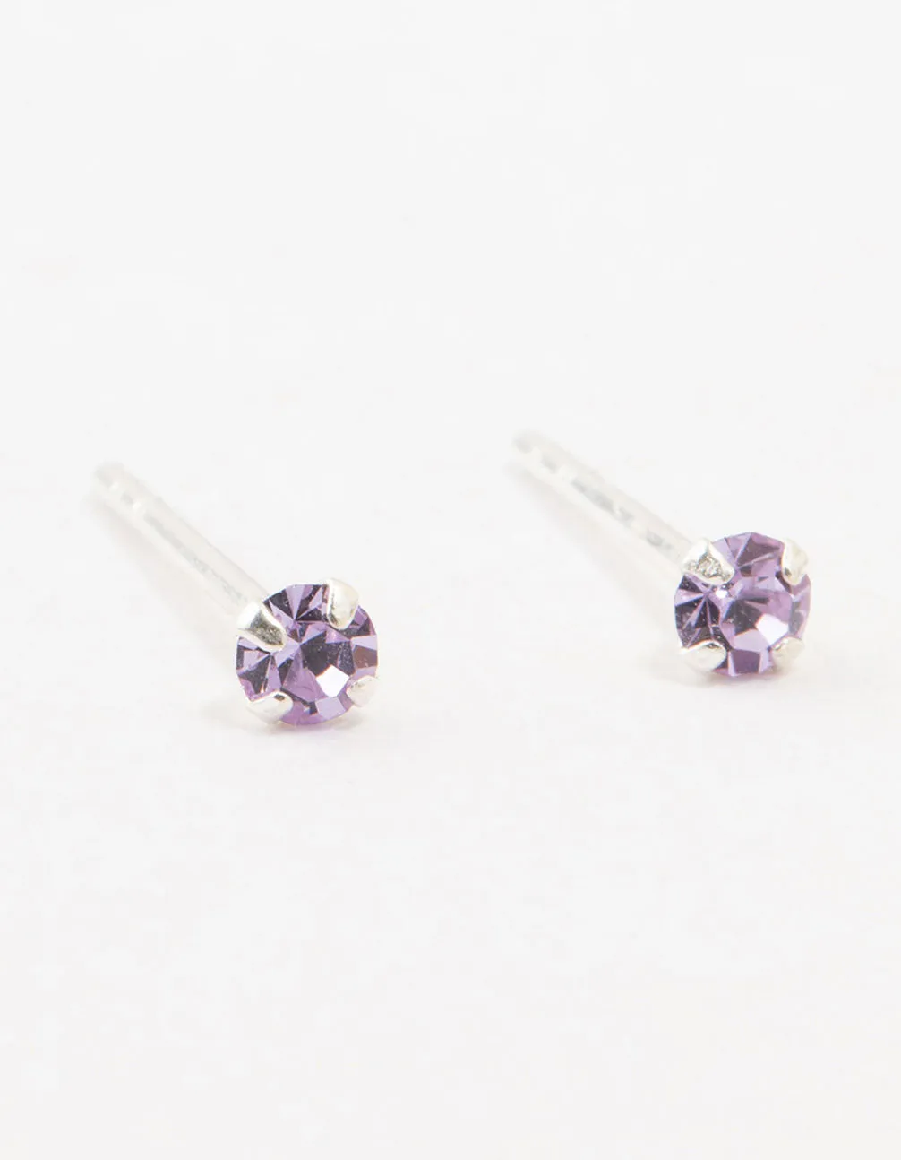 Purple Czech Bohemia Crystal Sterling Silver Stud Earrings