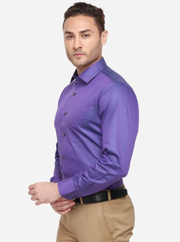 Purple Dobby Slim Fit Formal Shirt | Metal