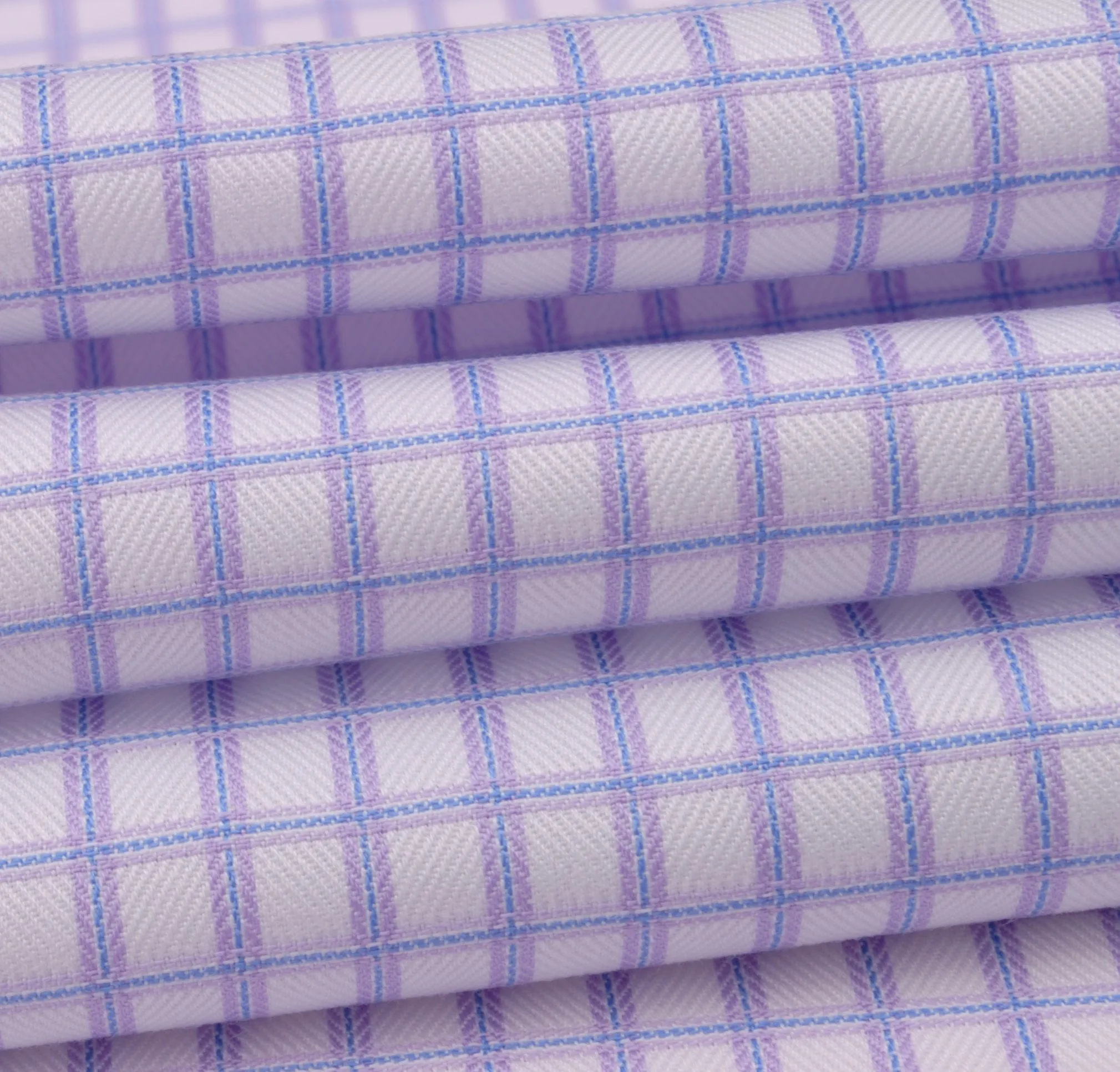 Purple Double Plaids & Checks Twill Formal Business Dress Shirt Luxury Violet Designer Fashion