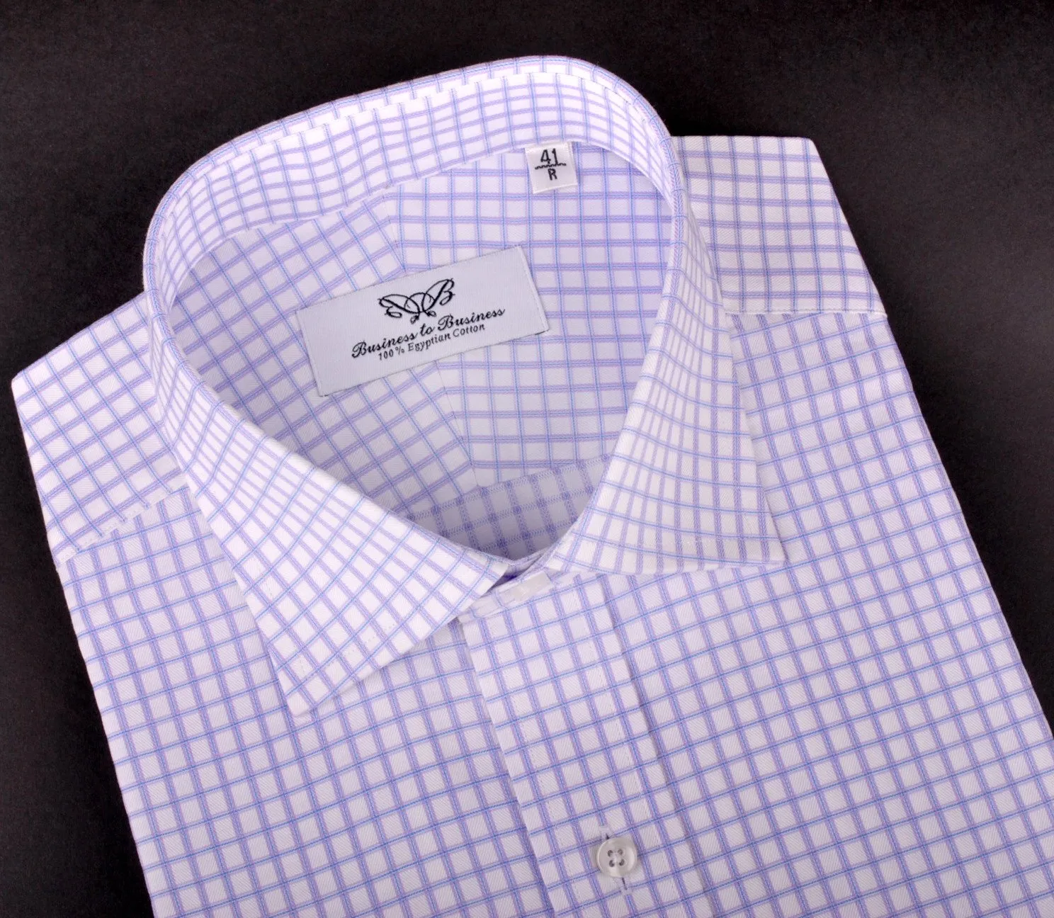 Purple Double Plaids & Checks Twill Formal Business Dress Shirt Luxury Violet Designer Fashion