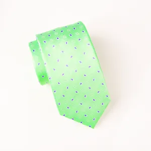 Purple Ego Paisley Droplet Hollow Green Contrast Woven Tie 3"