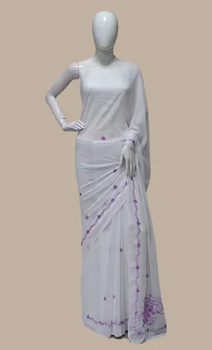 Purple Embroidered Sari