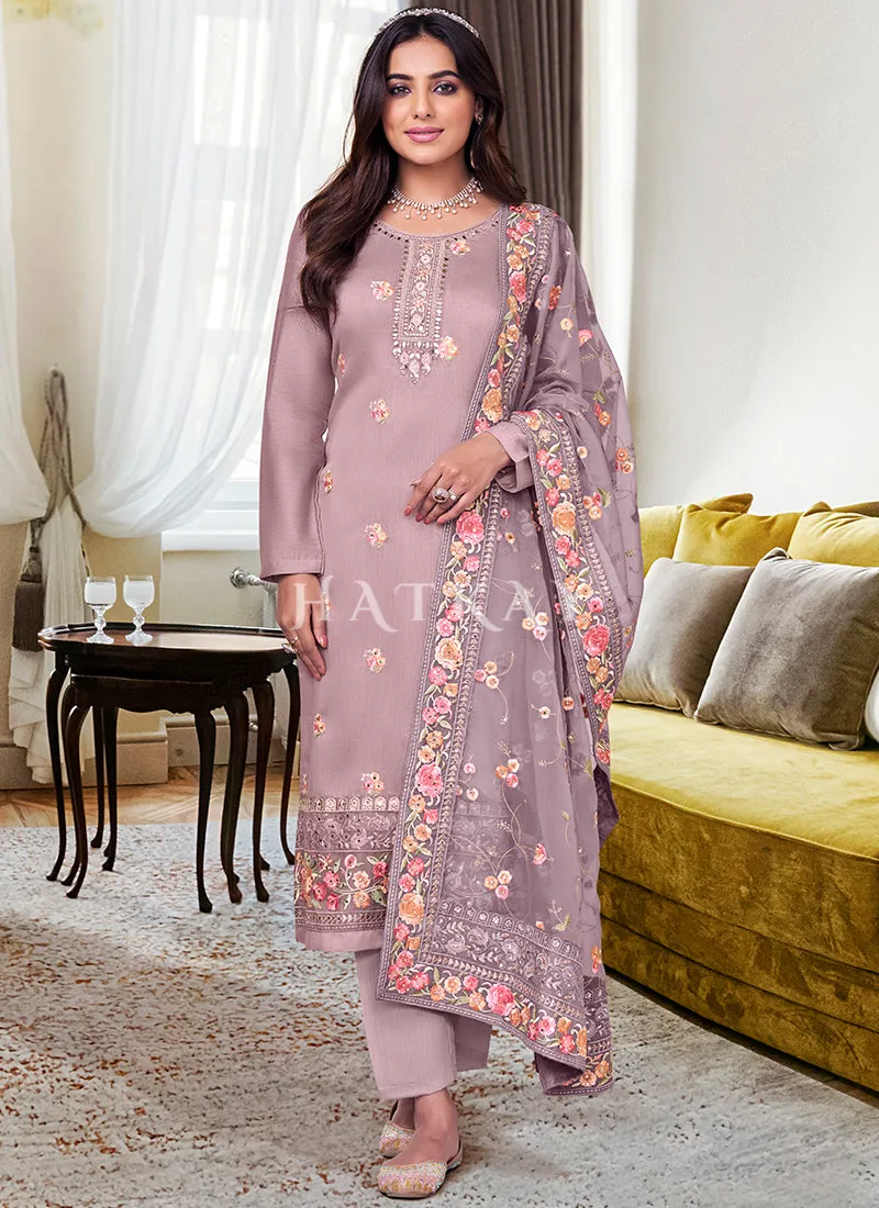 Purple Floral Embroidery Pakistani Salwar Kameez