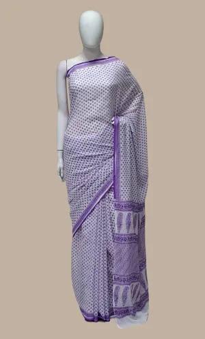 Purple Floral Printed Sari