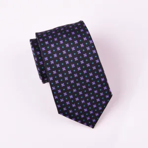 Purple Floral Teal Coffee Bean Studs Black Modern Tie 3"