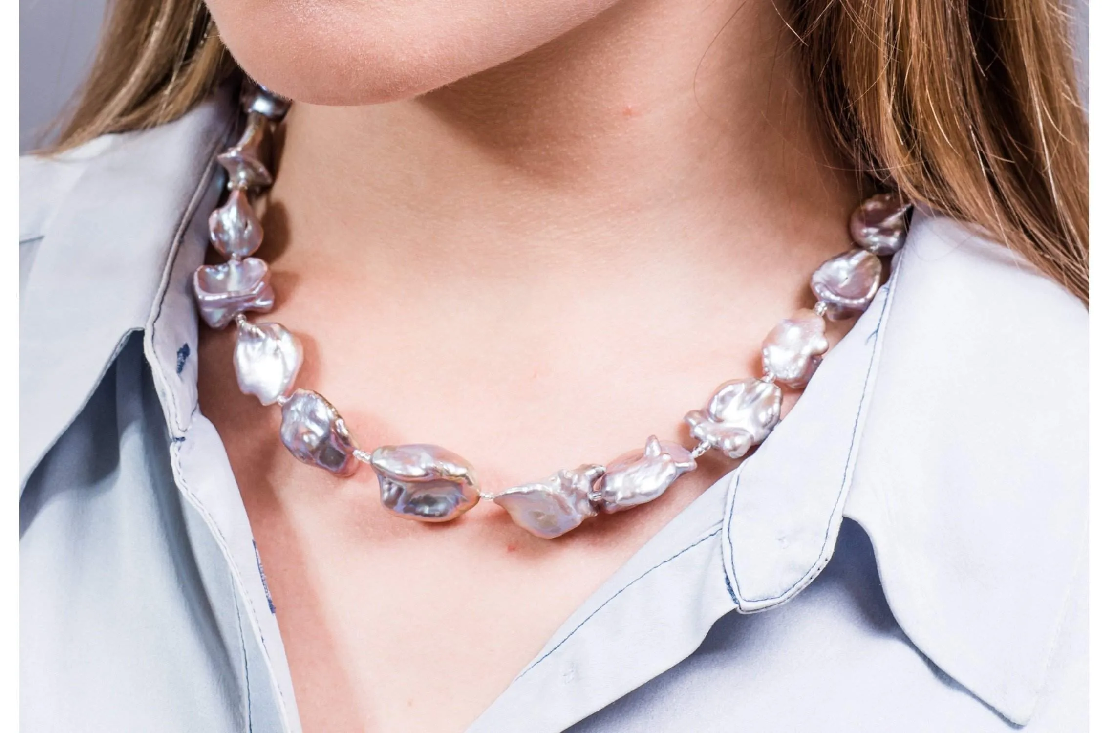 Purple Freshwater Keshi Pearl Necklace