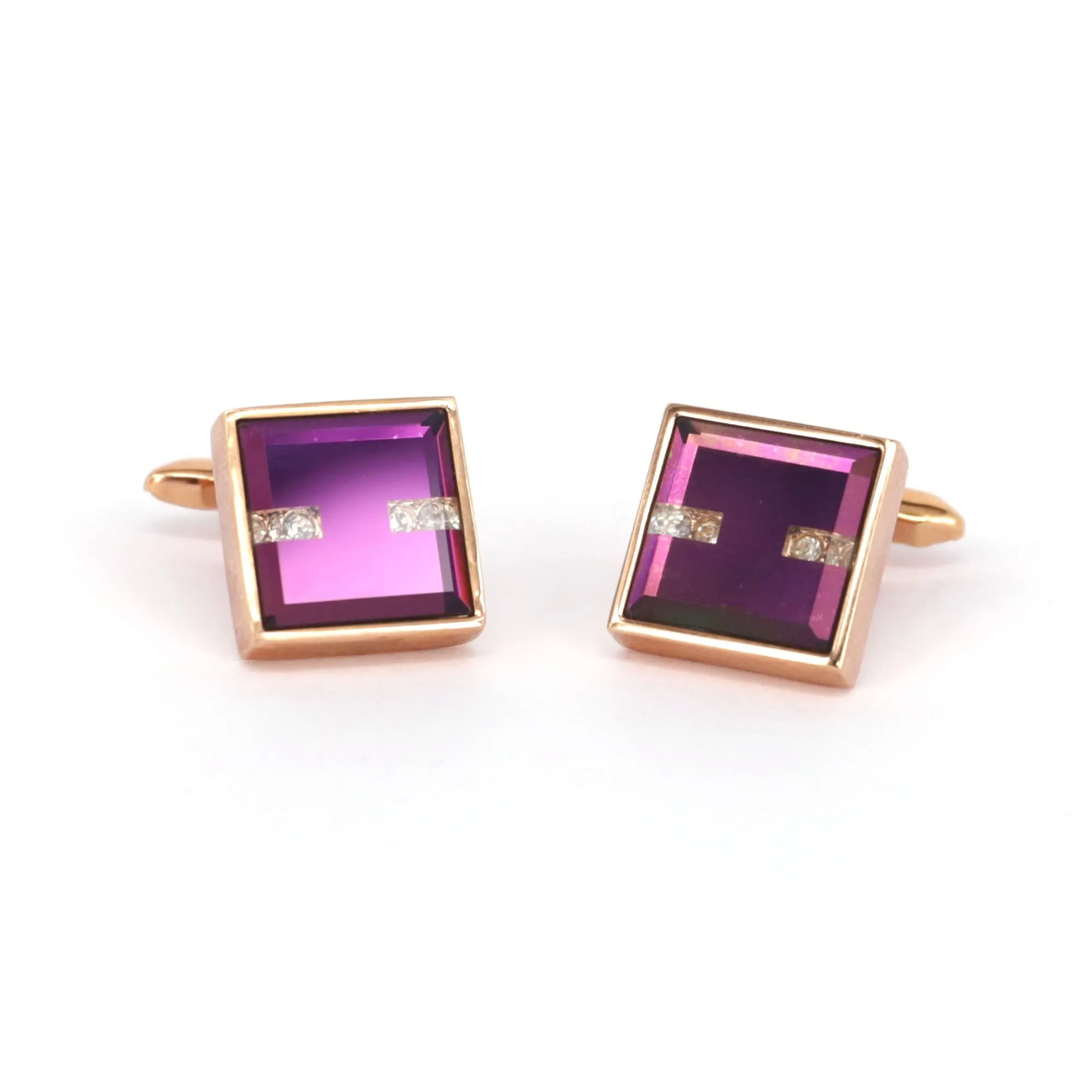 Purple Glass Gold cufflinks (Online Exclusive)