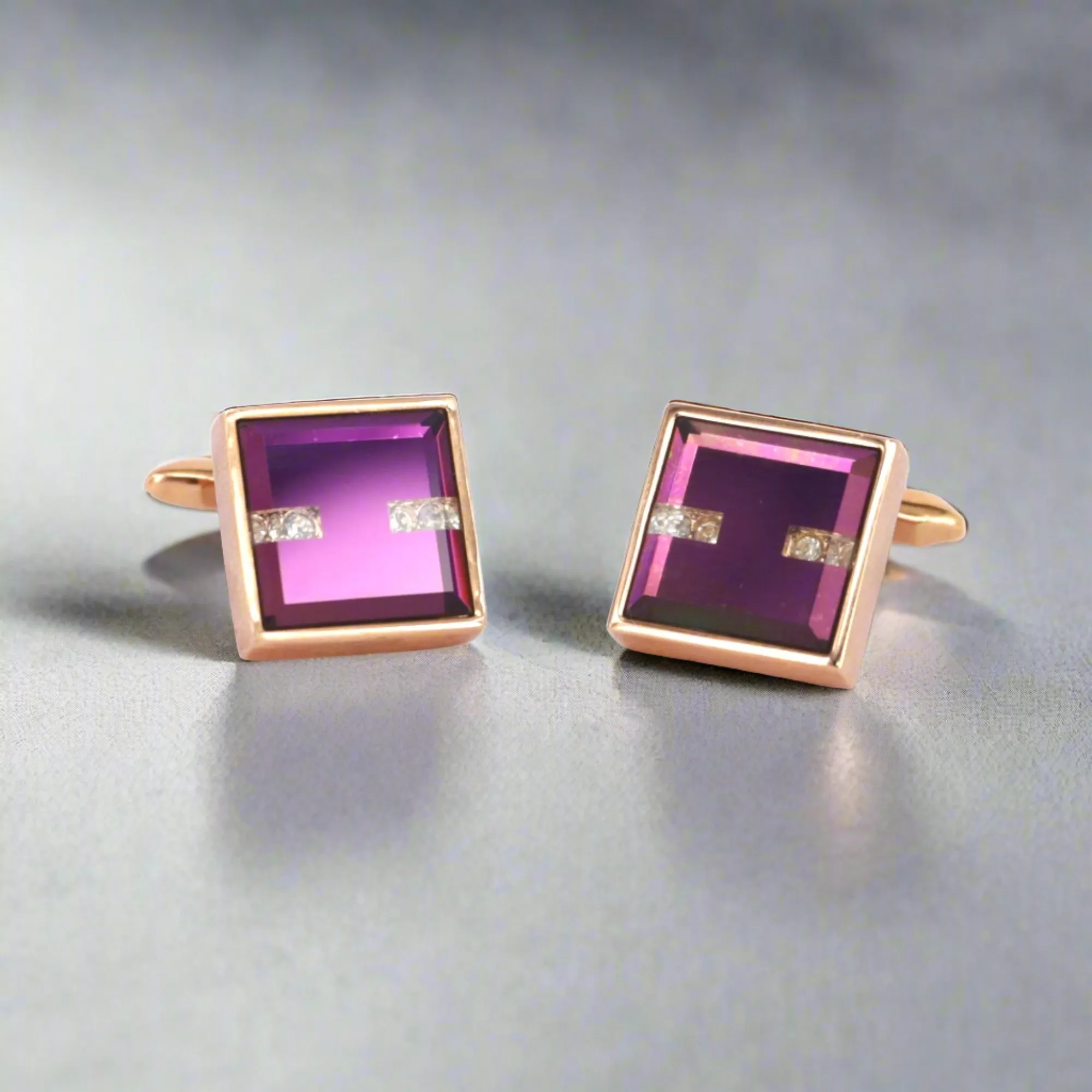 Purple Glass Gold cufflinks (Online Exclusive)