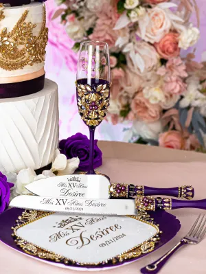 Purple Gold Quinceanera Brindis Package (5 pcs)