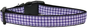 Purple Houndstooth Nylon Dog Collar Sm