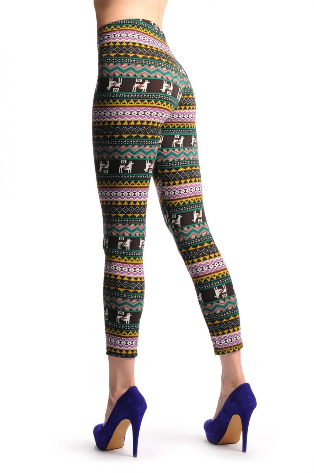 Purple Mustard & Black Aztec Jacquard Knit Print