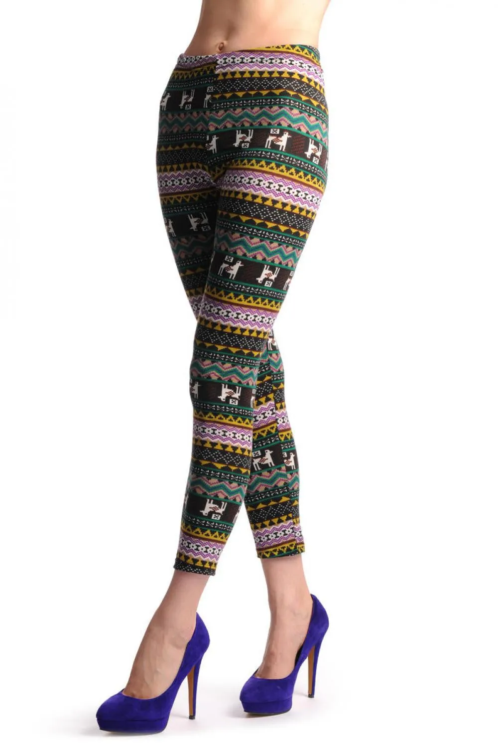 Purple Mustard & Black Aztec Jacquard Knit Print