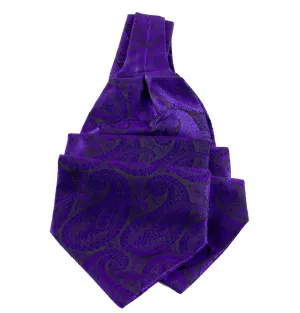 Purple Paisley Ascot Tie and Pocket Square