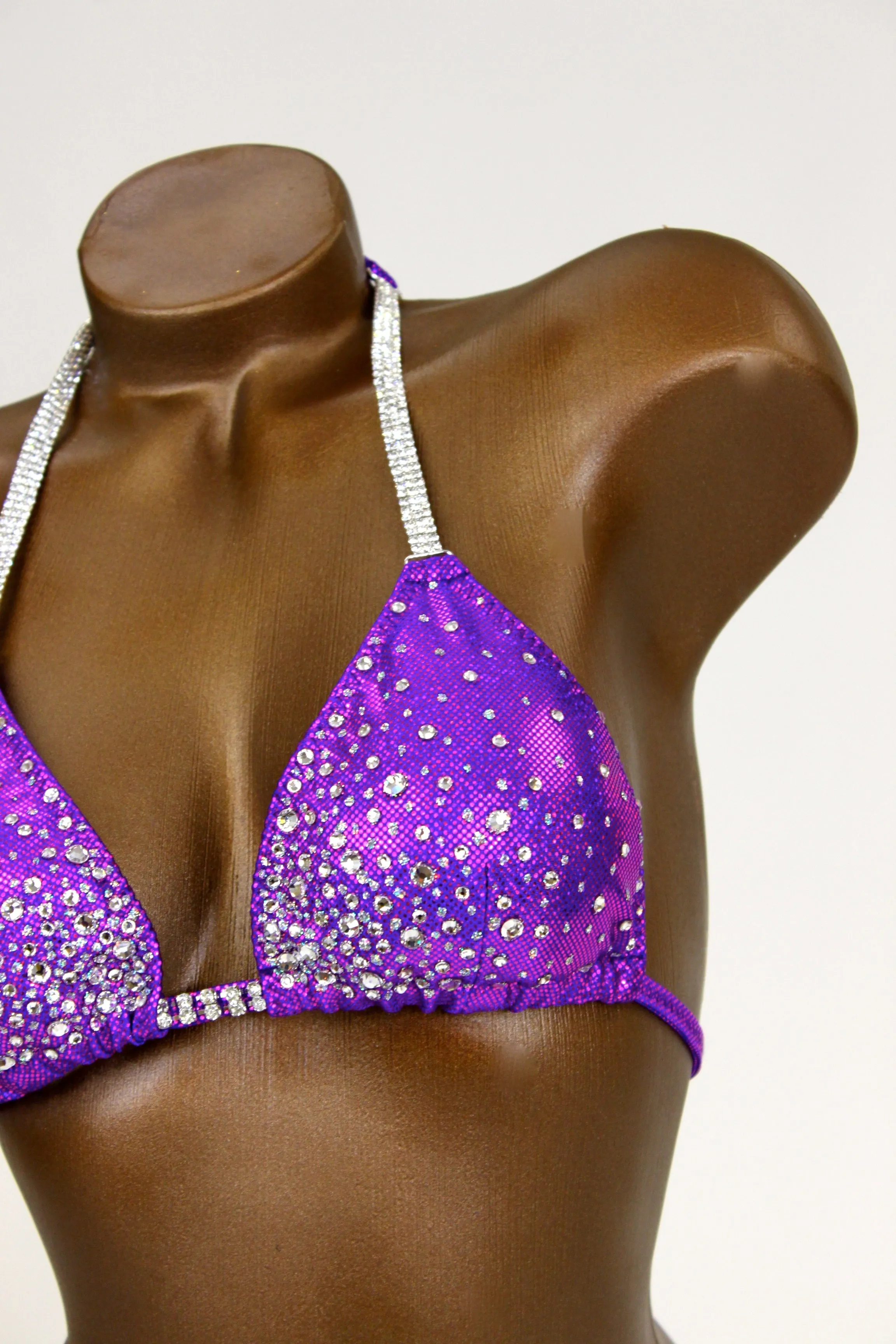 Purple Pink Hologram Spandex Bikini Suit