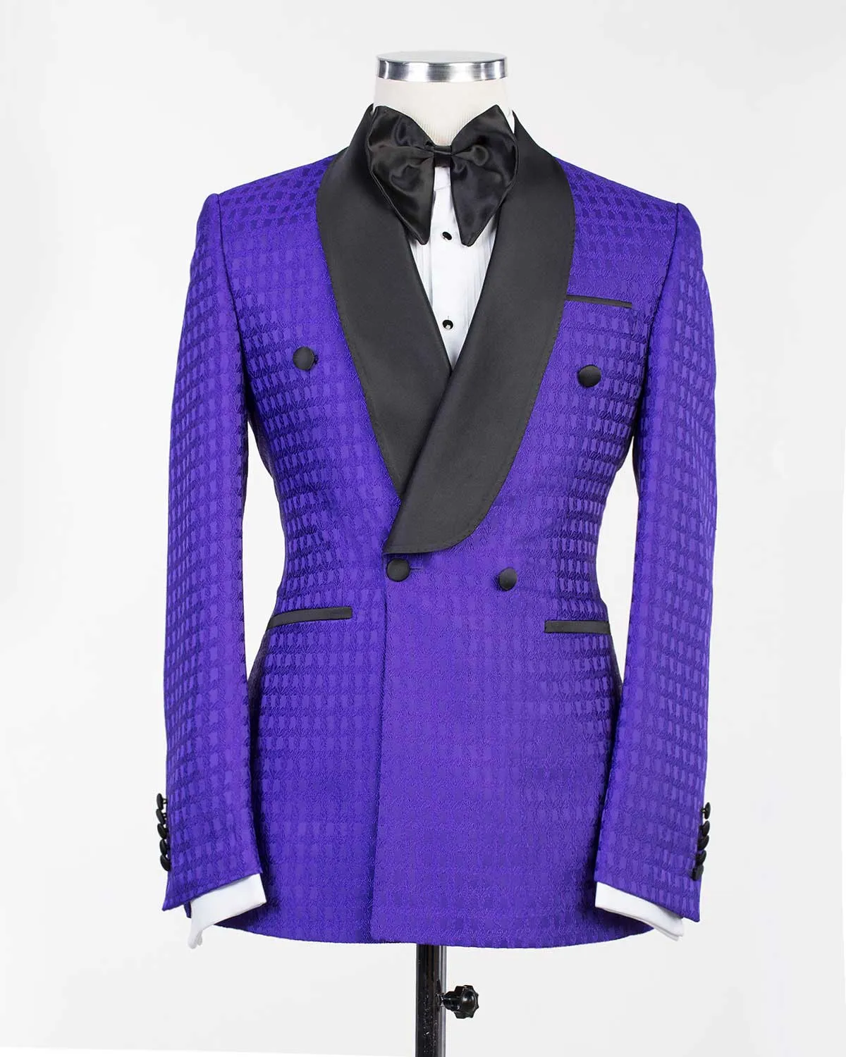 Purple Plaid Double Breasted Tuxedo