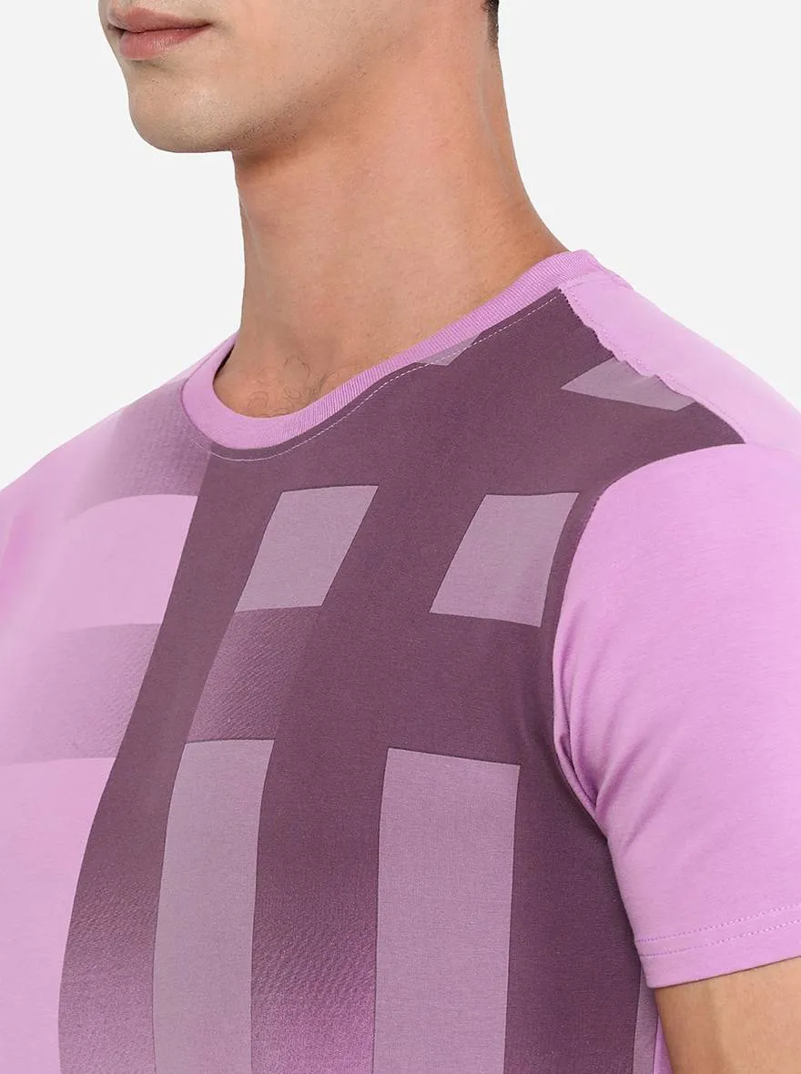 Purple Printed Slim Fit T-Shirt | JadeBlue