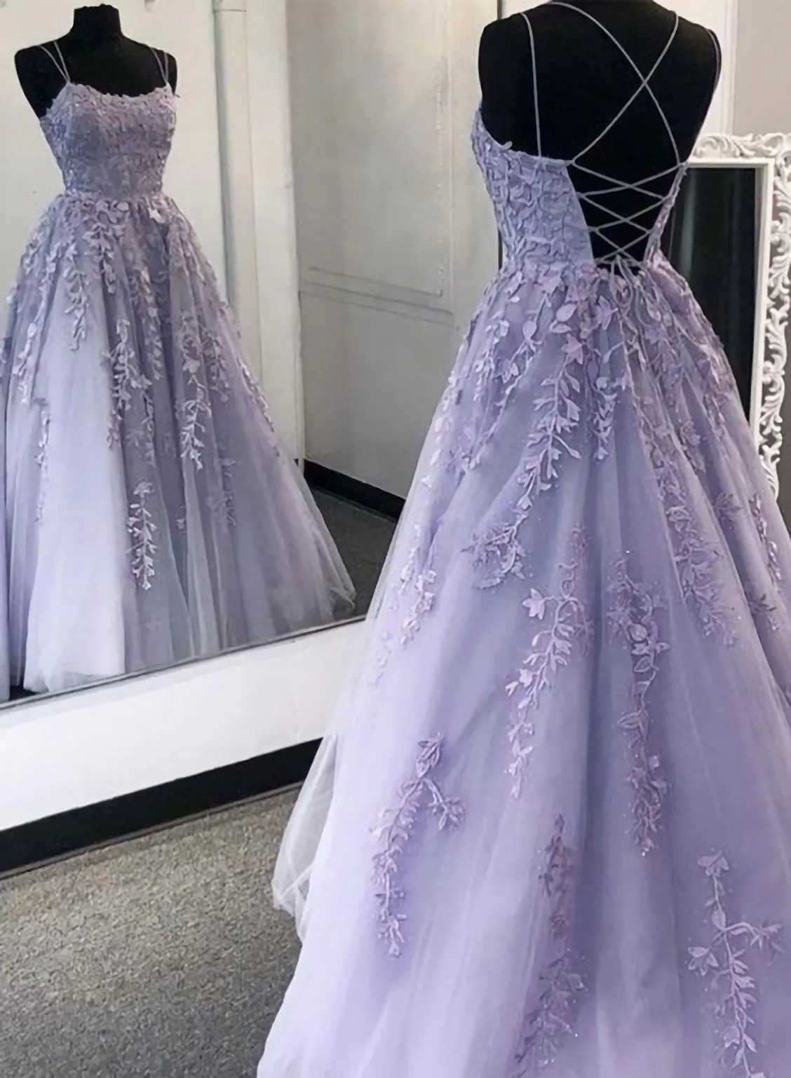 Purple Prom Dress Lace Evening Dress Formal Dress