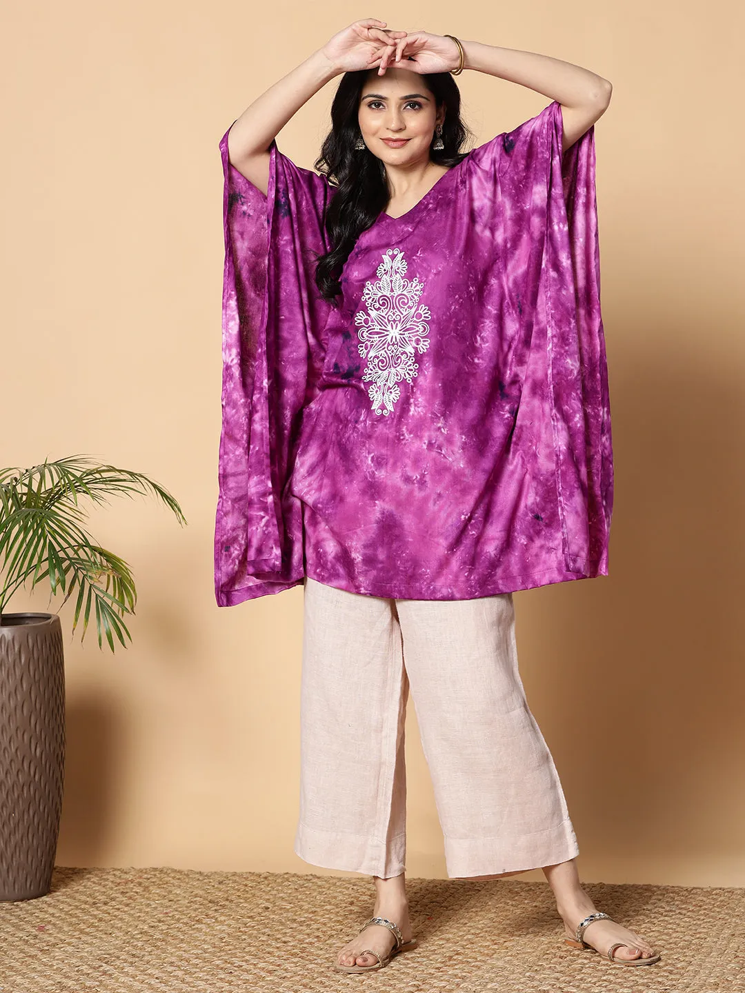 Purple Rayon TieDyeKurta - Royals