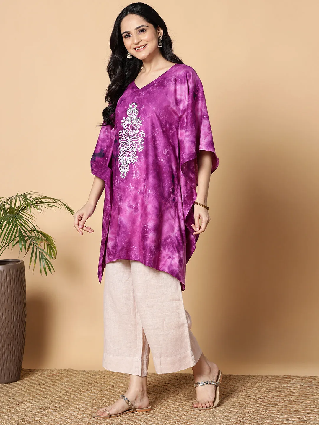 Purple Rayon TieDyeKurta - Royals