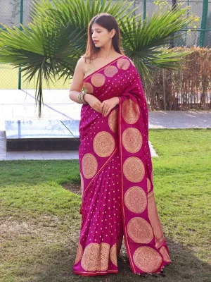 Purple Saree in Soft Silk For Women