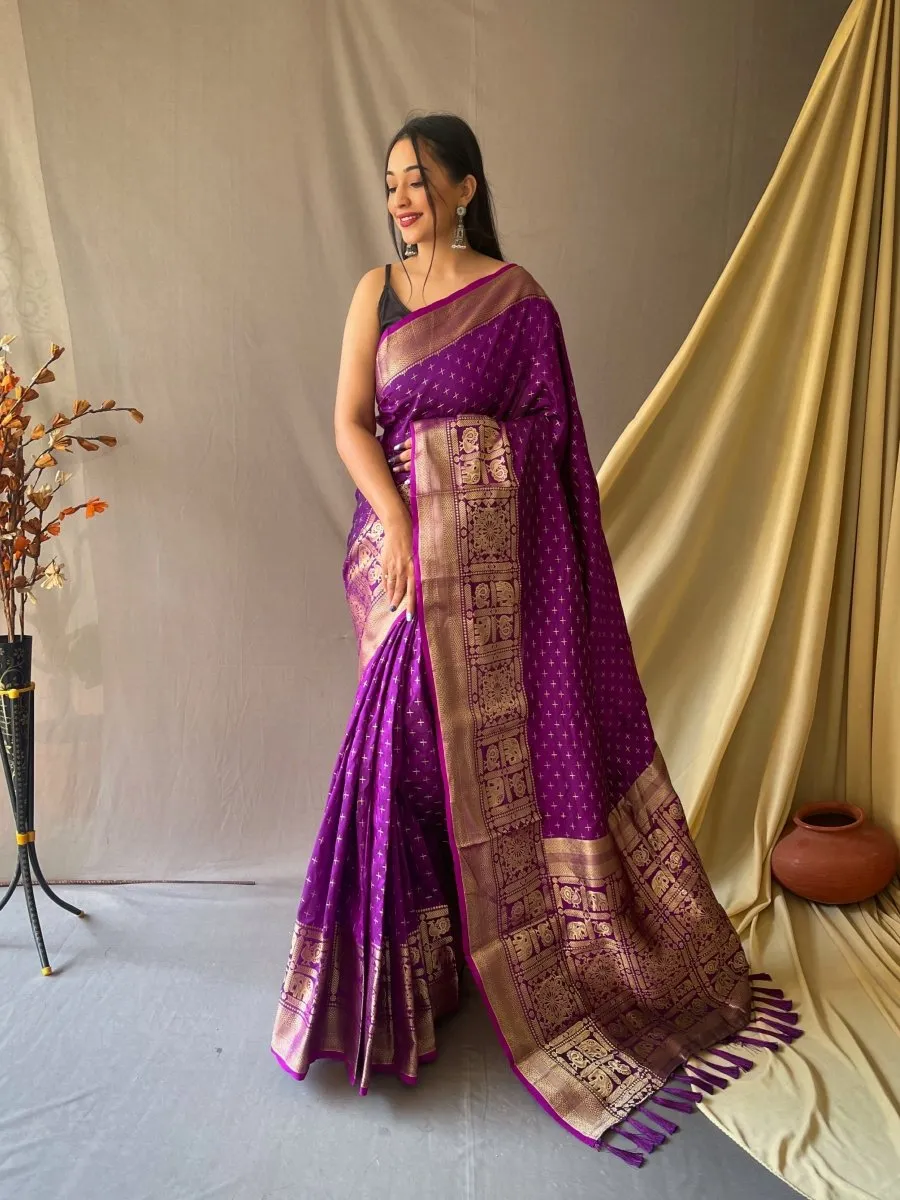 Purple Saree in Soft Silk