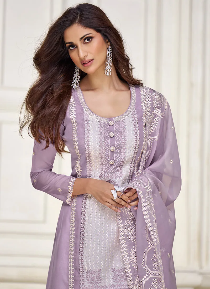 Purple Sequence Embroidery Traditional Salwar Kameez