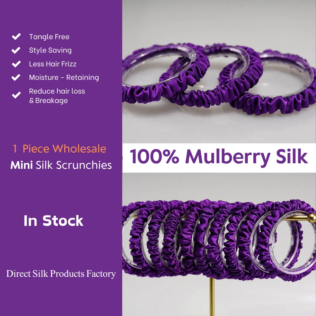 Purple silk scrunchies mini