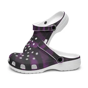 Purple Tiger Slip On Sandals, Tiger Striped Animal Print Unisex Printed Clogs For Men or Women