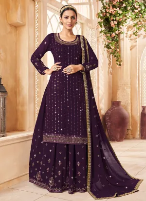 Purple Traditional Embroidery Lehenga Kurti