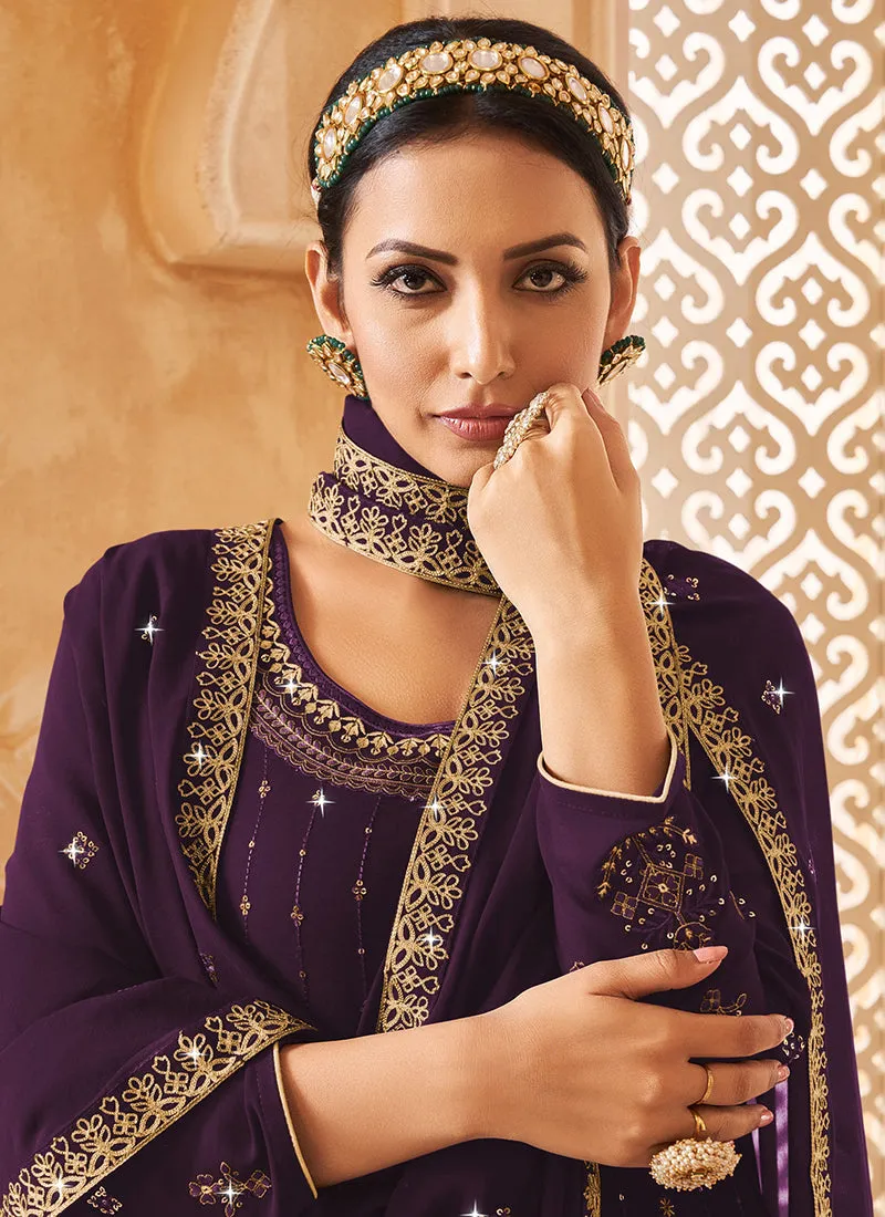 Purple Traditional Embroidery Lehenga Kurti