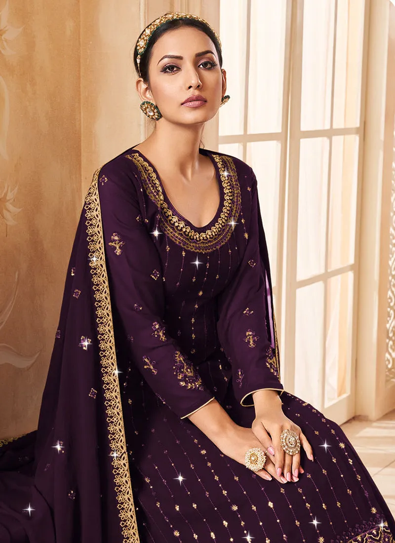 Purple Traditional Embroidery Lehenga Kurti