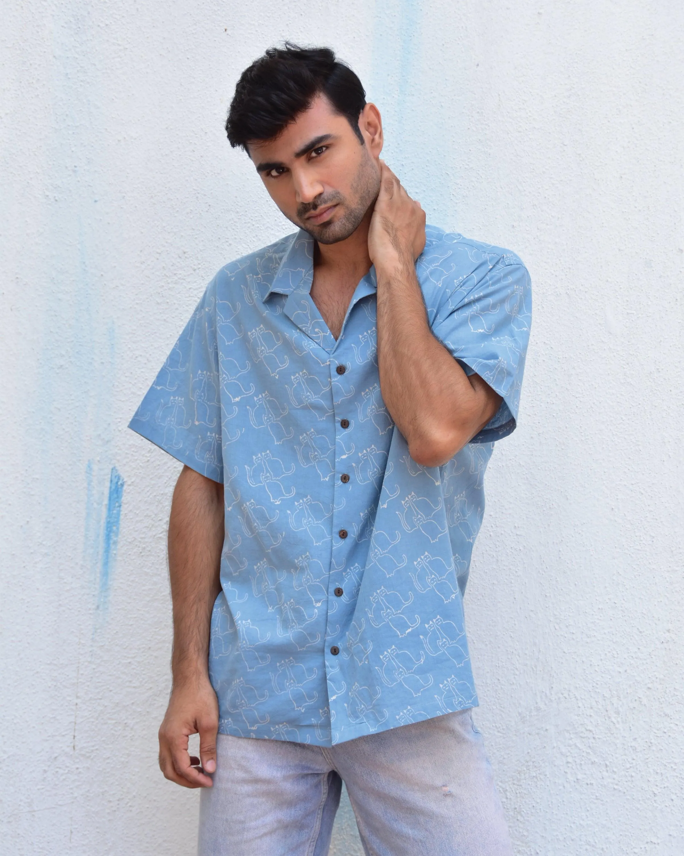 Purr-Fectly Printed Handblockprinted Pure Cotton Shirt