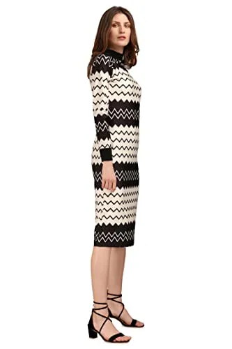 PURVAJA Women's Polyester Blend Bodycon Knee-Length Cocktail Dress (Siri-037-Zigzag-XXL_Beige