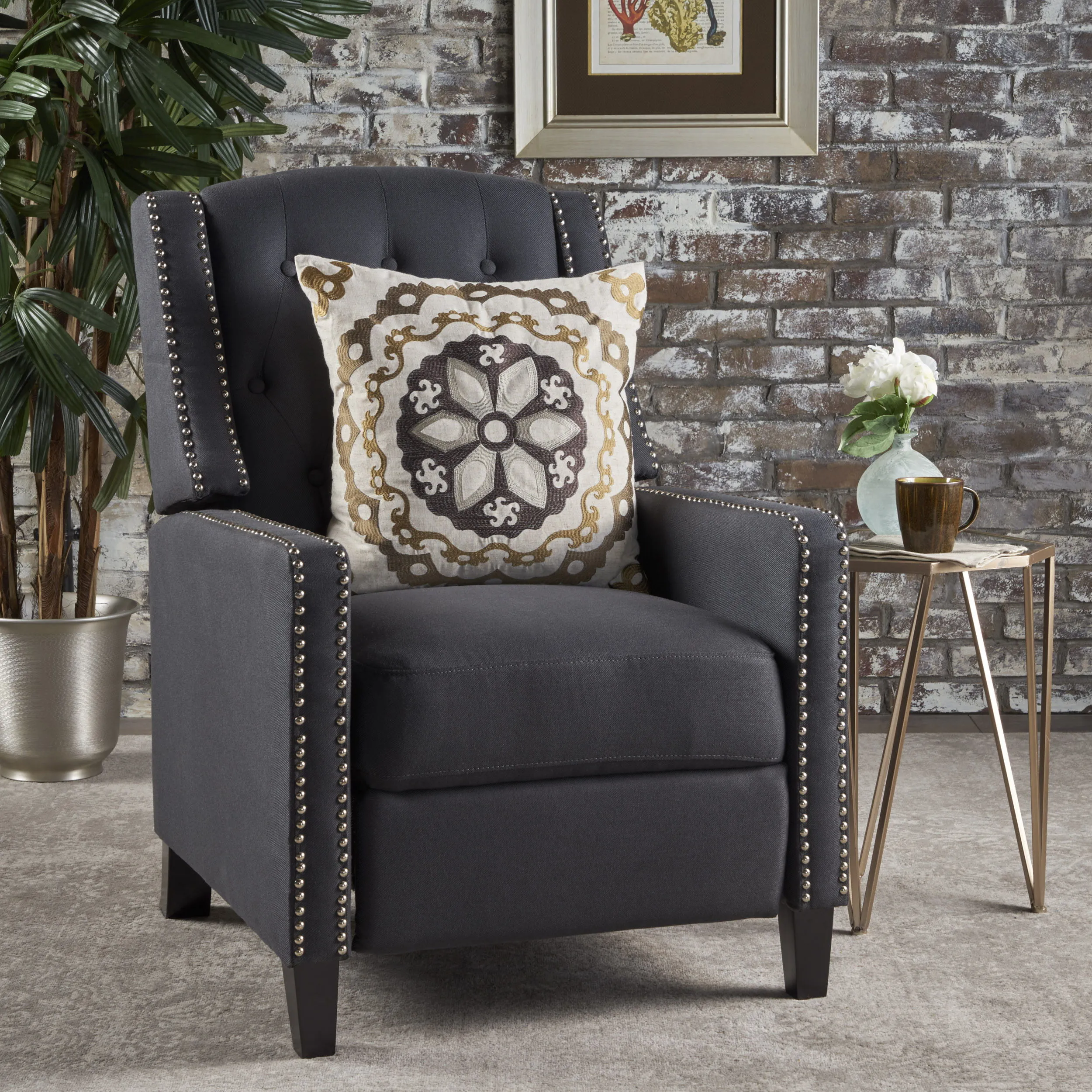 Push Back Chair Classic Fabric - Dark Gray