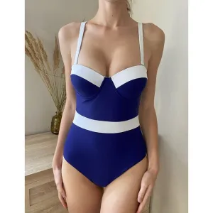 Push Up One Piece Swimwear with High Waist and Push-Up Feature