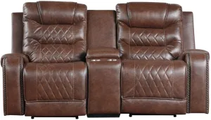 Putnam Power Double Reclining Loveseat in Brown 9405BR-2PW