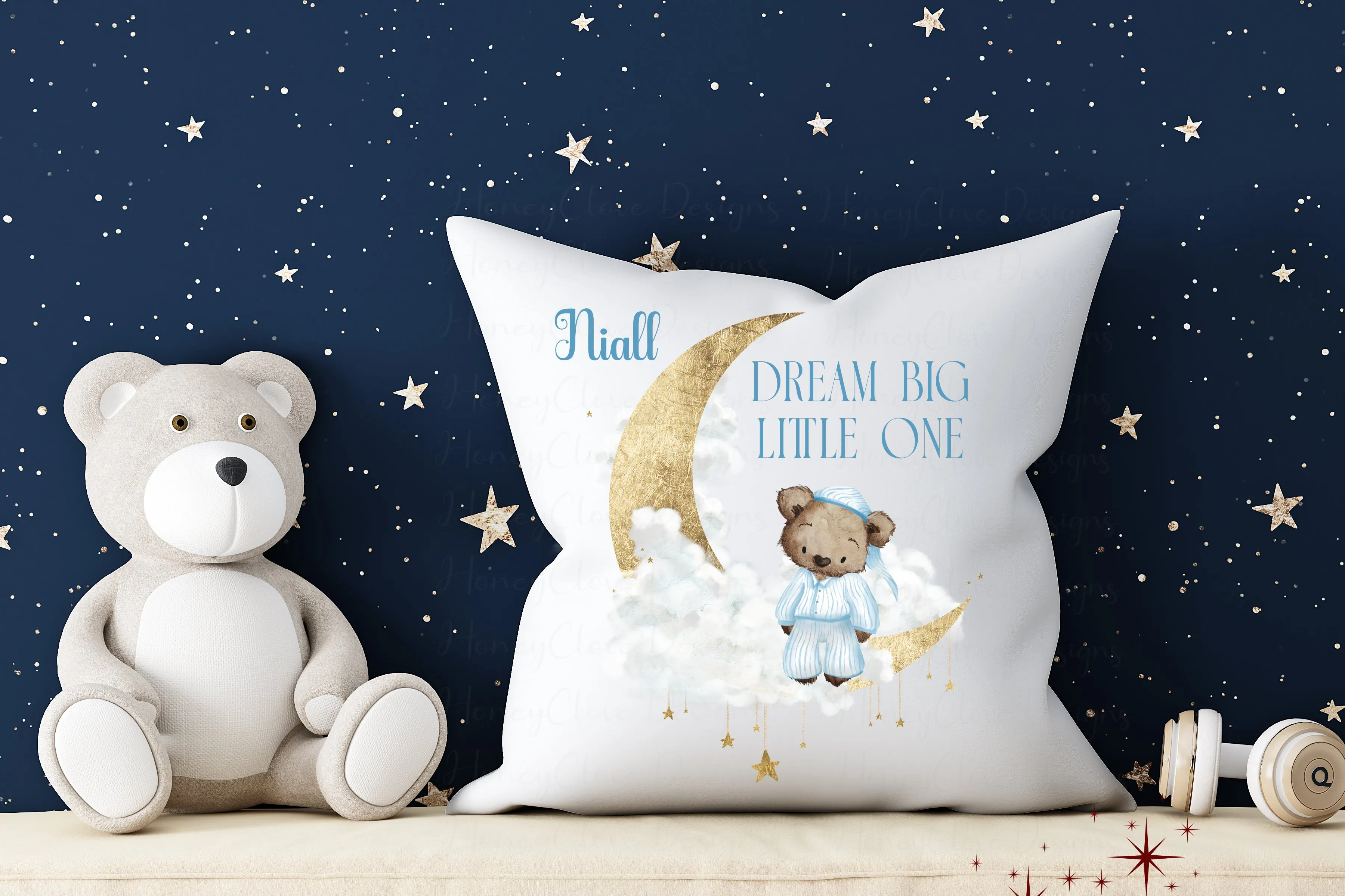 Pyjama Bear - Moon & Stars Cushion (5 Colours)