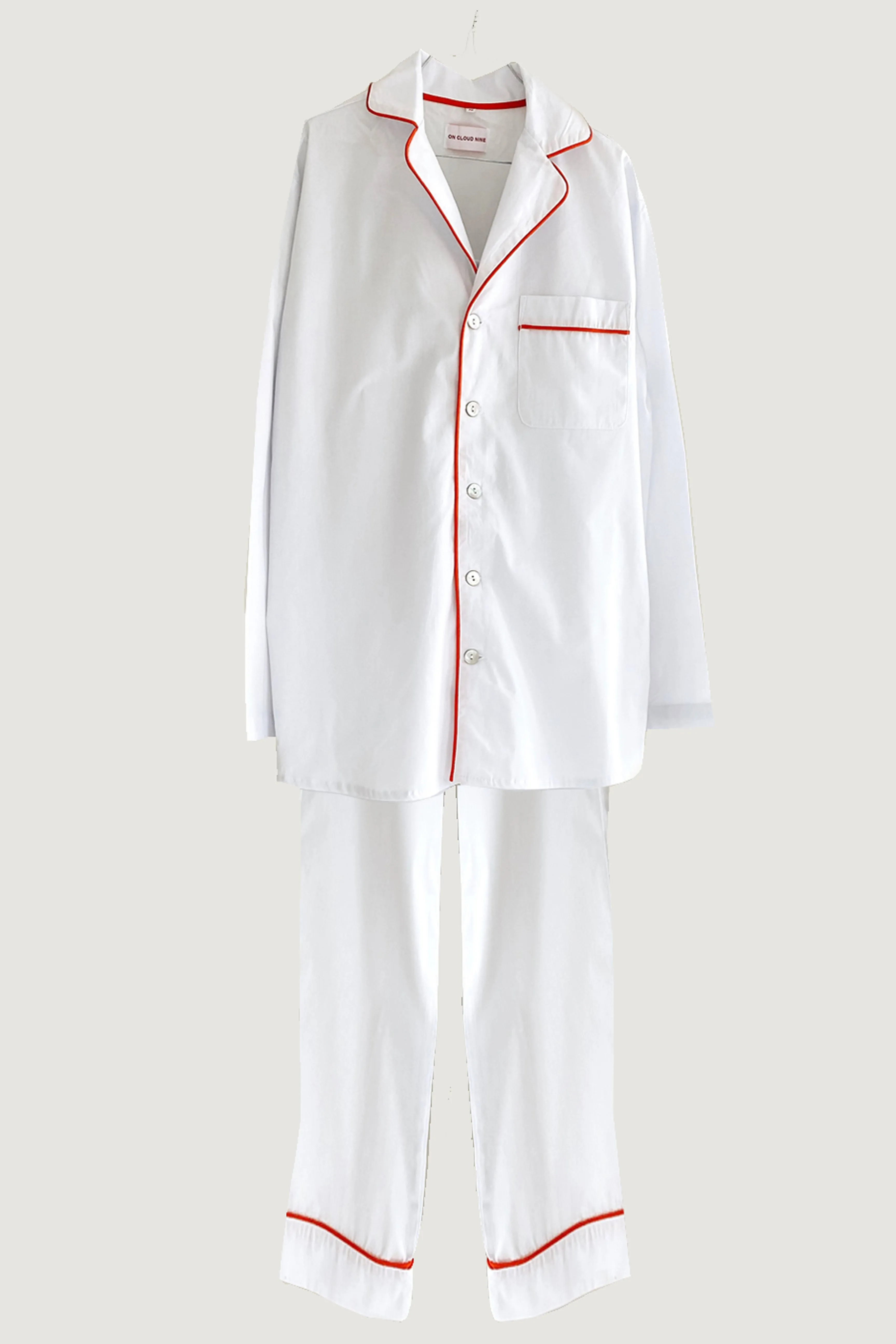 PYJAMAS SET // WHITE & CORAL // WOMEN - Only XS